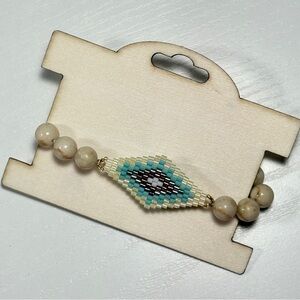 Handmade natural gemstone and seed beads bracelet
